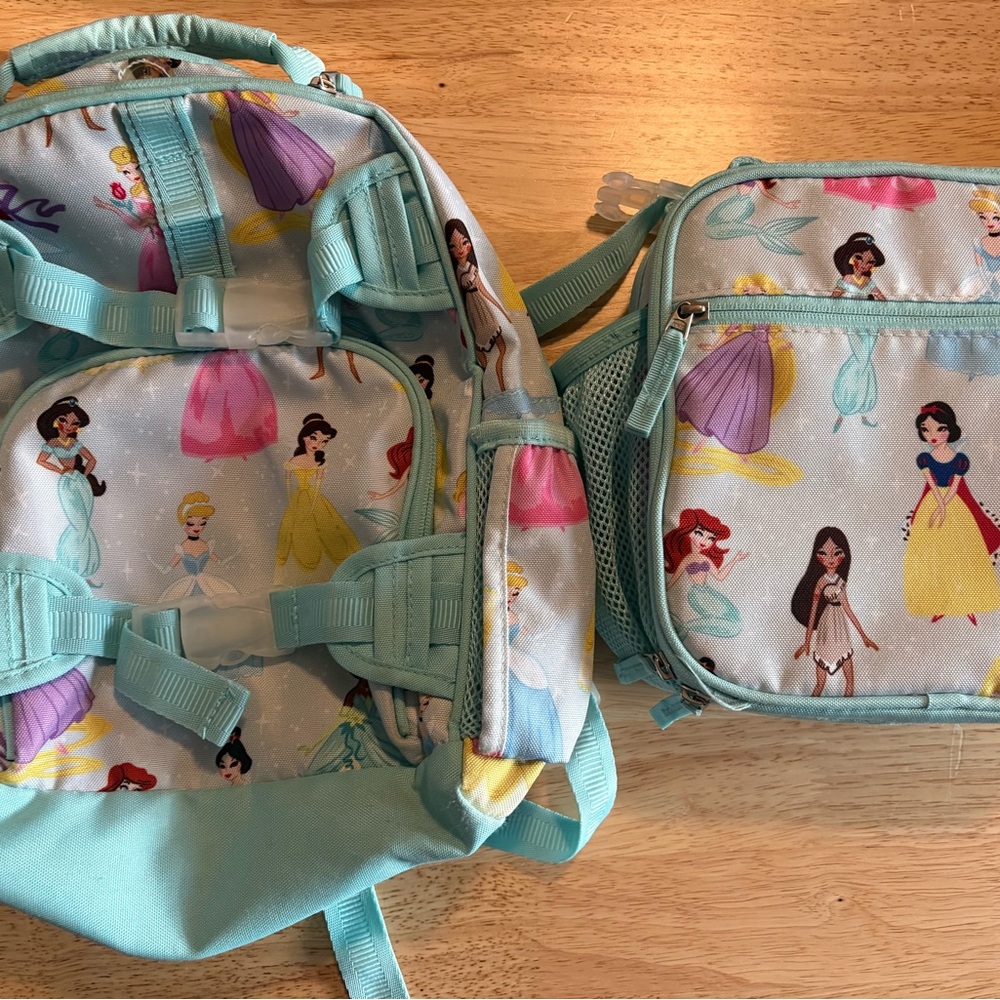 Pottery Barn Mackenzie Aqua Disney Princess Backpack and Lunch Bag Set